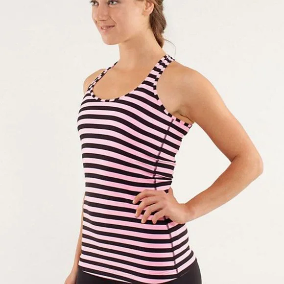 Lululemon Cool Racerback Sea Stripe Pink Shell 2 - Picture 3 of 8